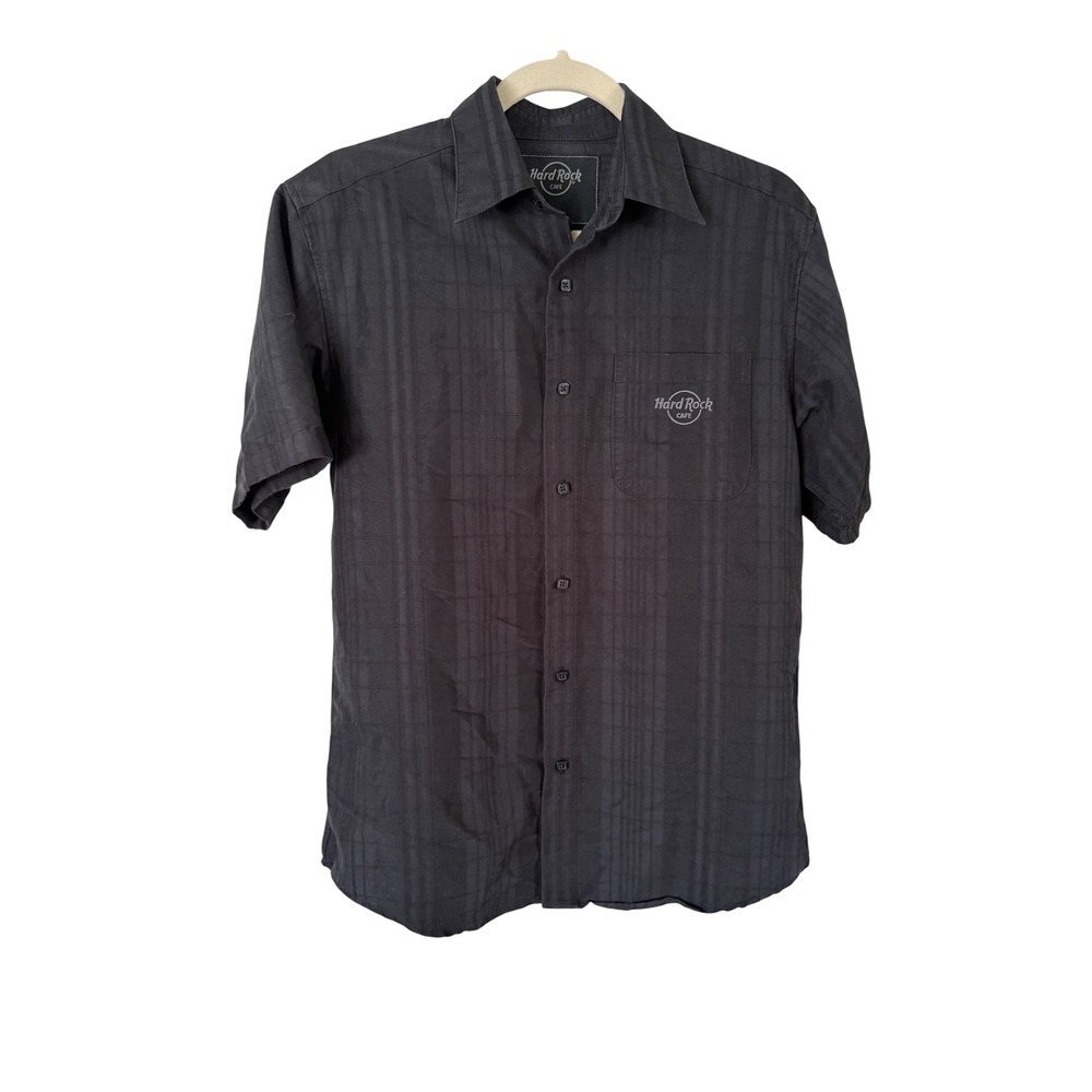 Hard‎ Rock Cafe New York Shirt Mens Small Black Button Up Short Sleeve